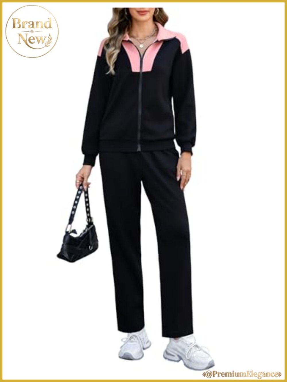 Women's 2 Piece Lounge Set Zip Up Sweatshirt Wide Leg Sweatpants Tracksuit